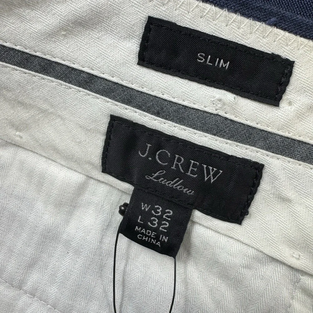 J.Crew Blue Ludlow Slim Somelos Linen Cotton Mens Trouser 32X32 NWT